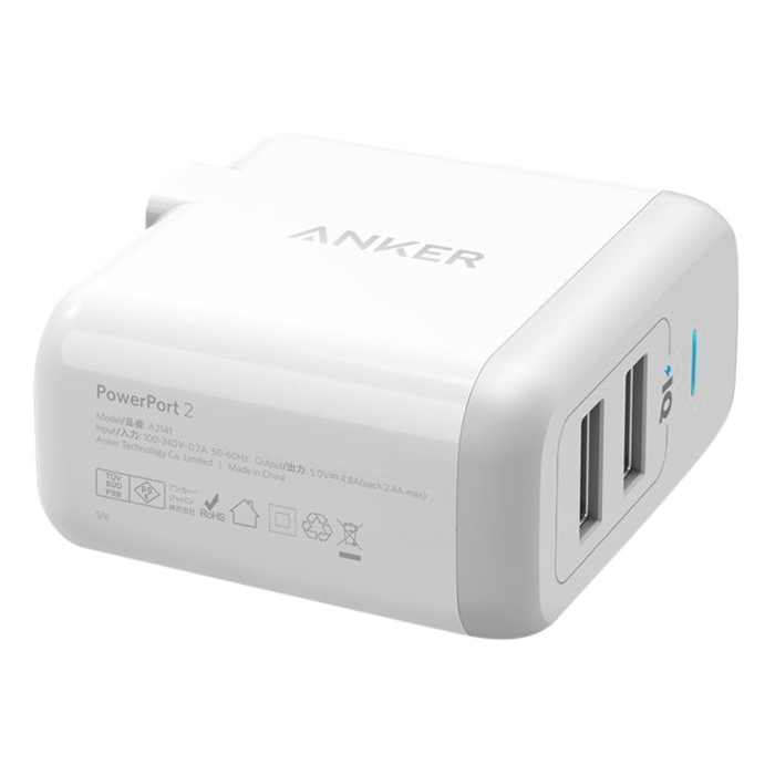 Adapter Sạc 2 Cổng Anker PowerPort 24W - A2141122